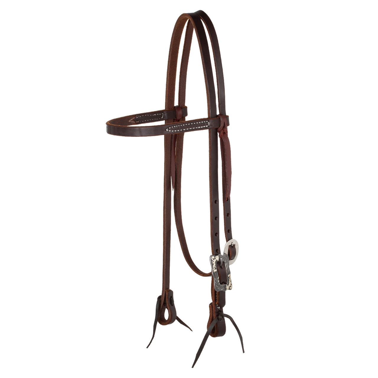 BROWBAND BLACK STEEL BUCKLE OILED WESTERN BRIDLE | Briglie e Accessori | Corone | Berlin Custom Leather