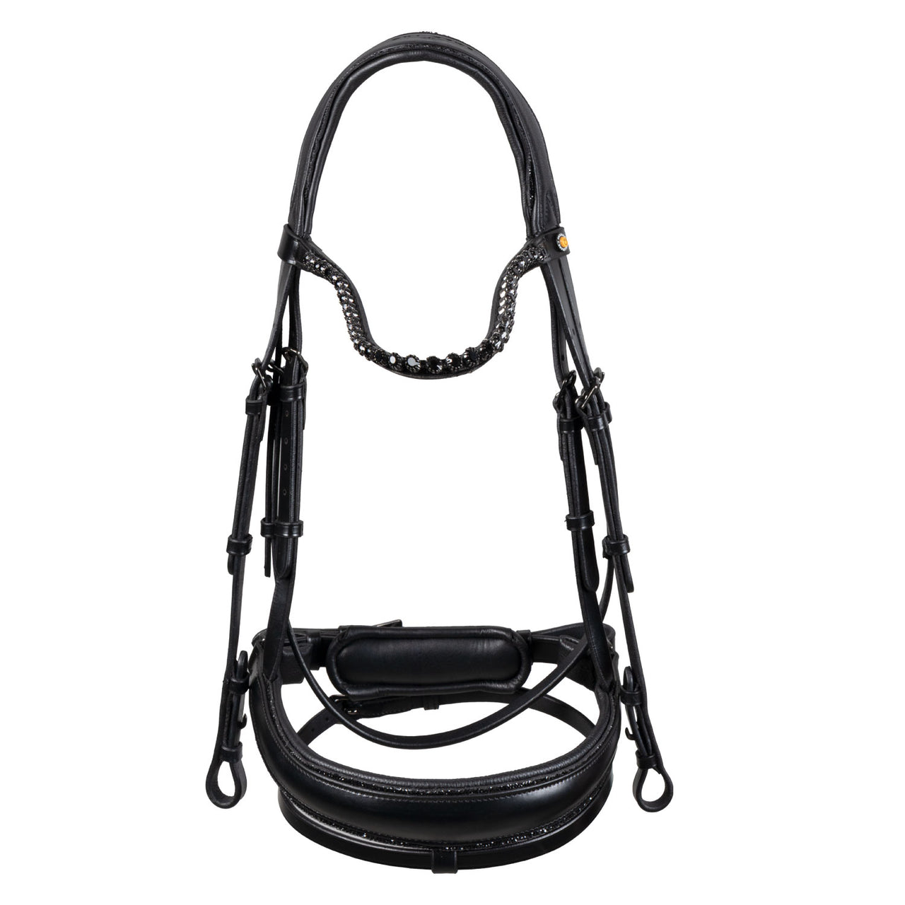 Testiera dressage anatomica in pelle con strass | Briglie e Accessori | Corone | Equestro