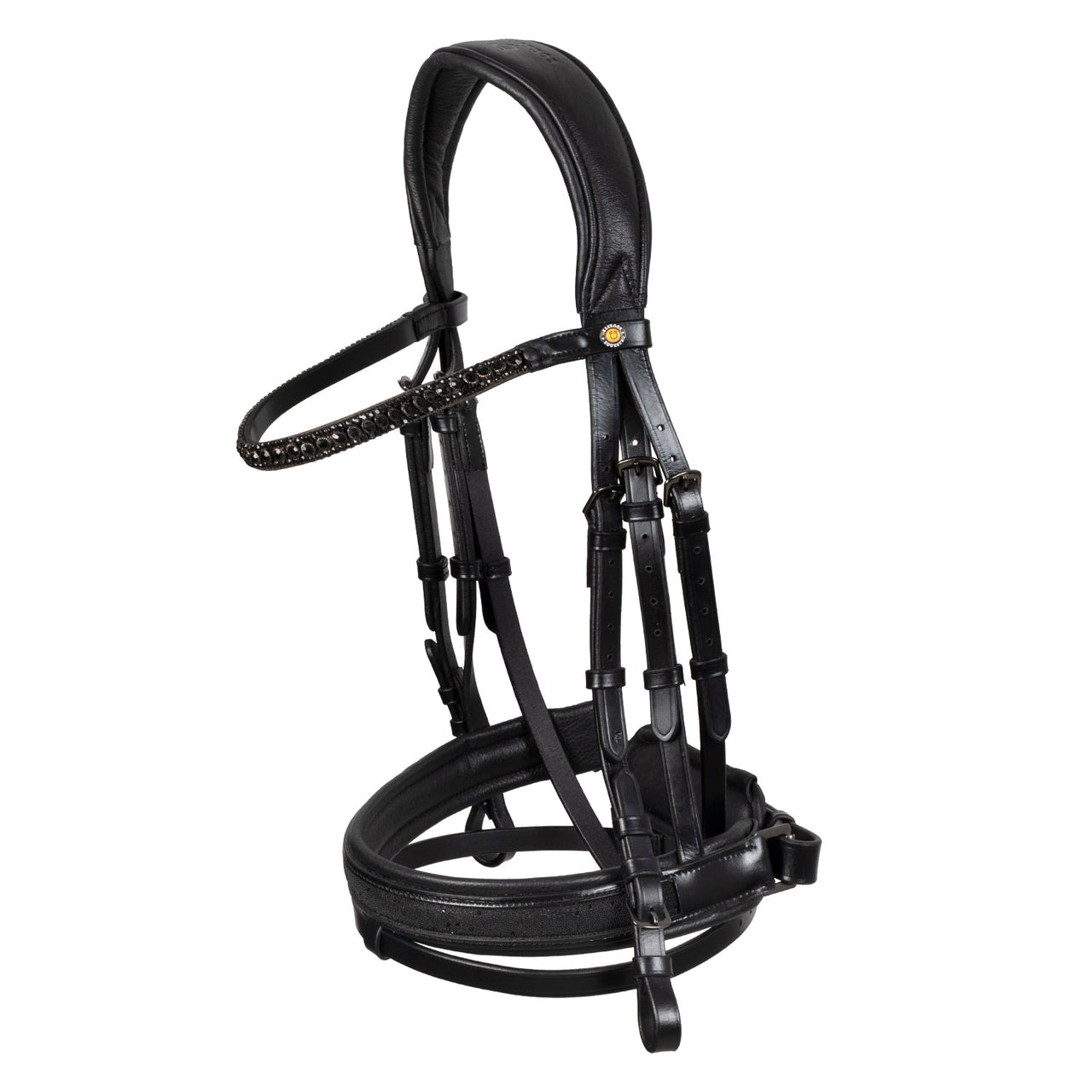 Testiera inglese in cuoio con nasaina brillantinata | Briglie e Accessori | Corone | Equestro