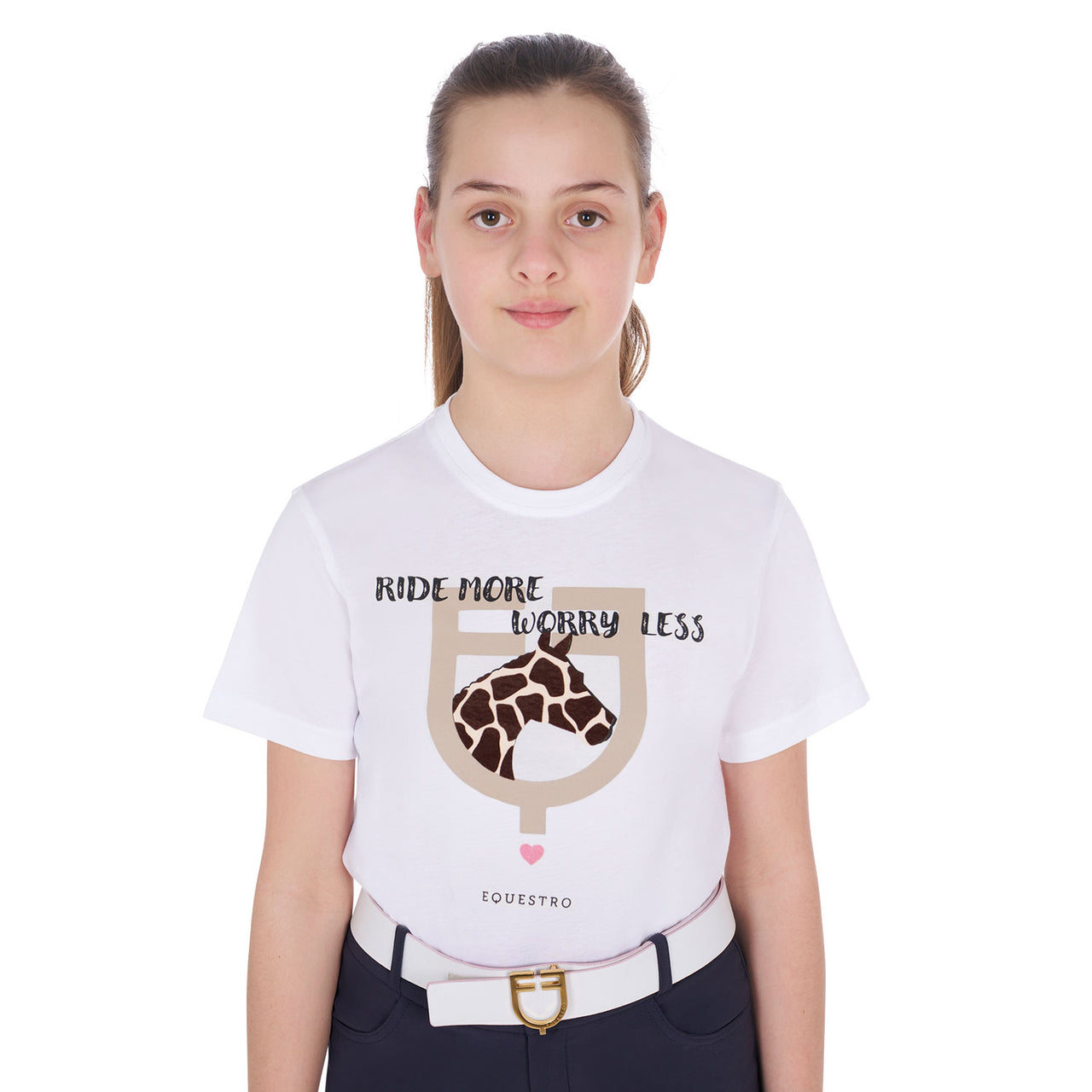 T-shirt da bambina in cotone Ride More Worry Less | Abbigliamento | T-Shirt | Equestro