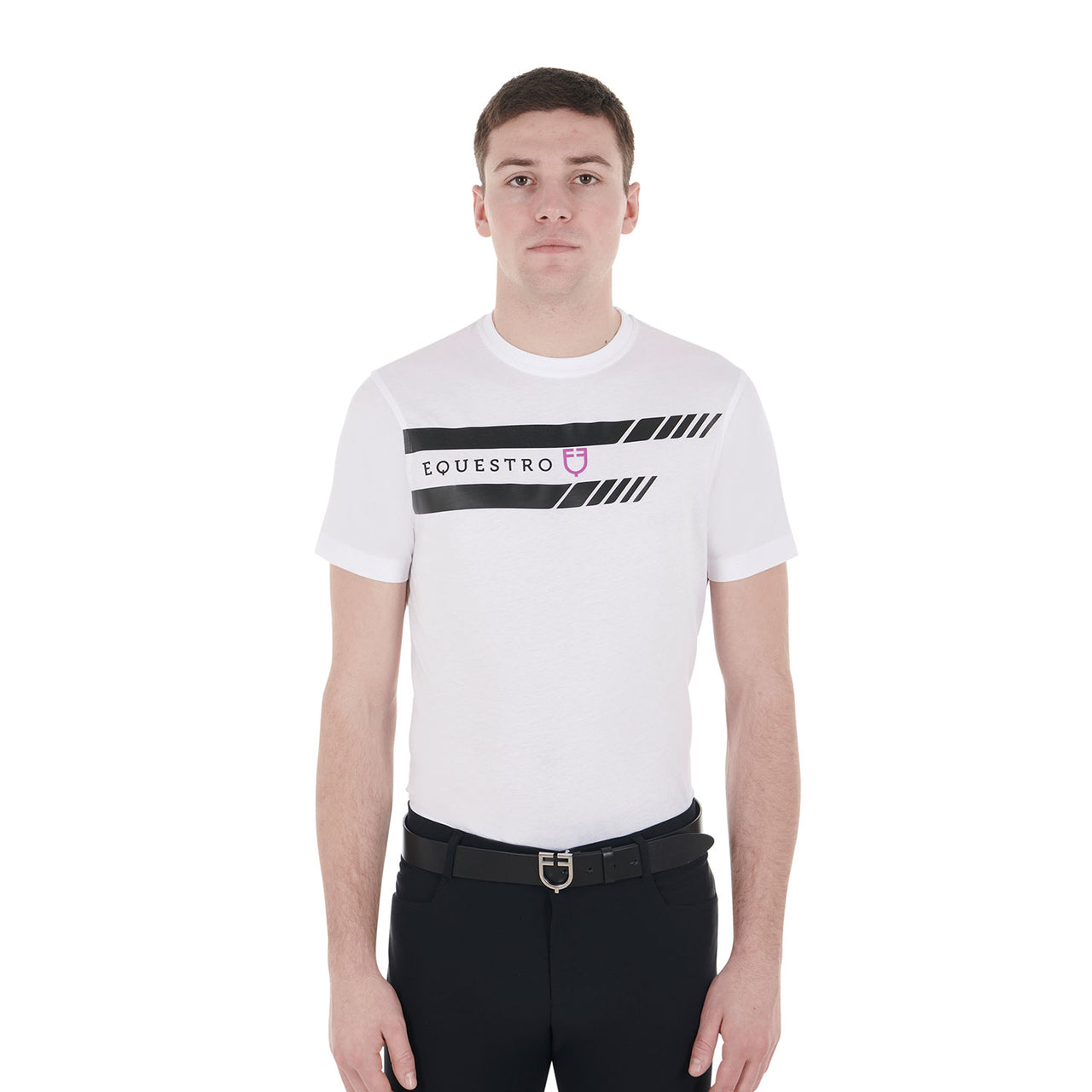 T-shirt da uomo slim fit con logo viola e dettagli neri | Abbigliamento | T-Shirt | Equestro