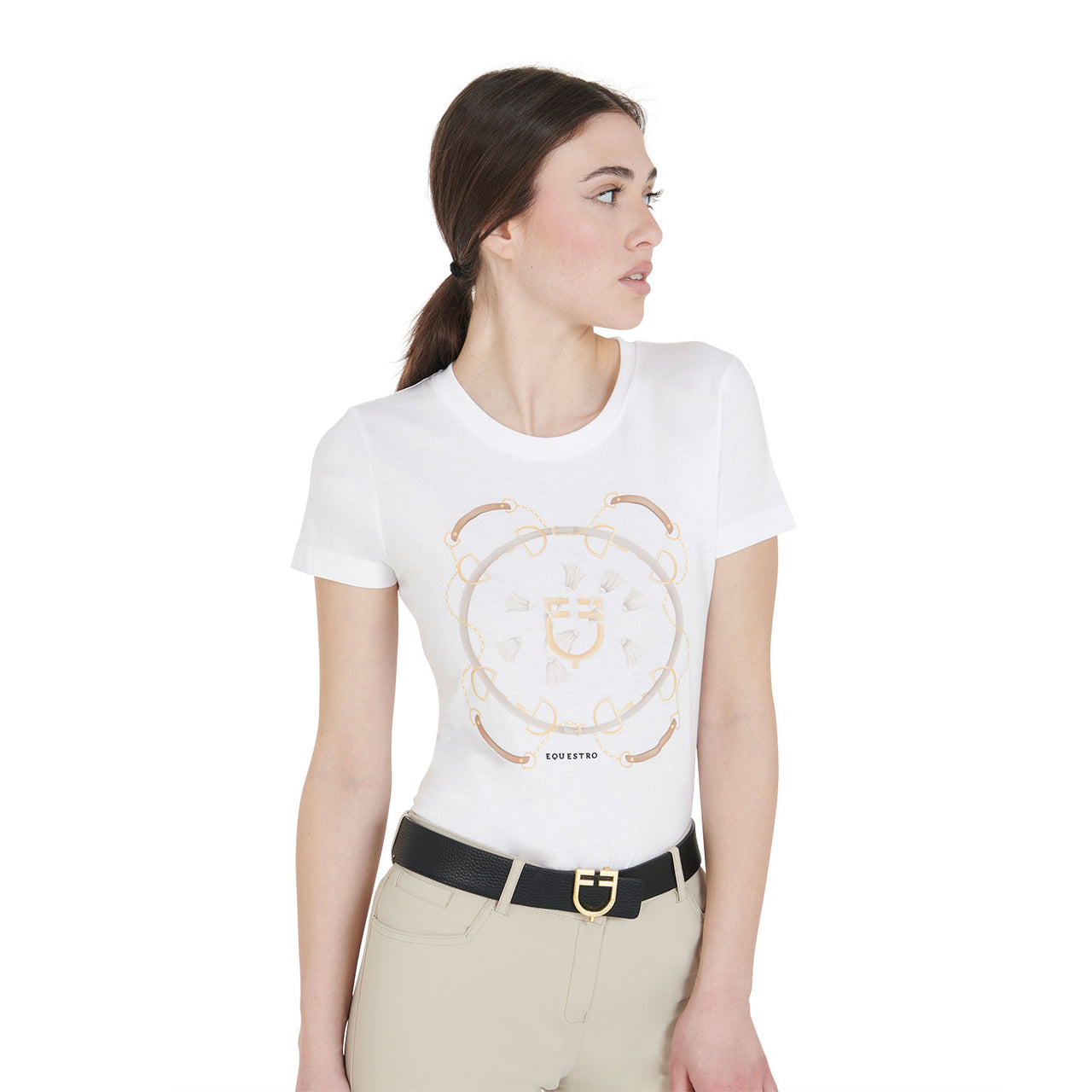 T-shirt donna slim fit disegno imboccature | Abbigliamento | T-Shirt | Equestro