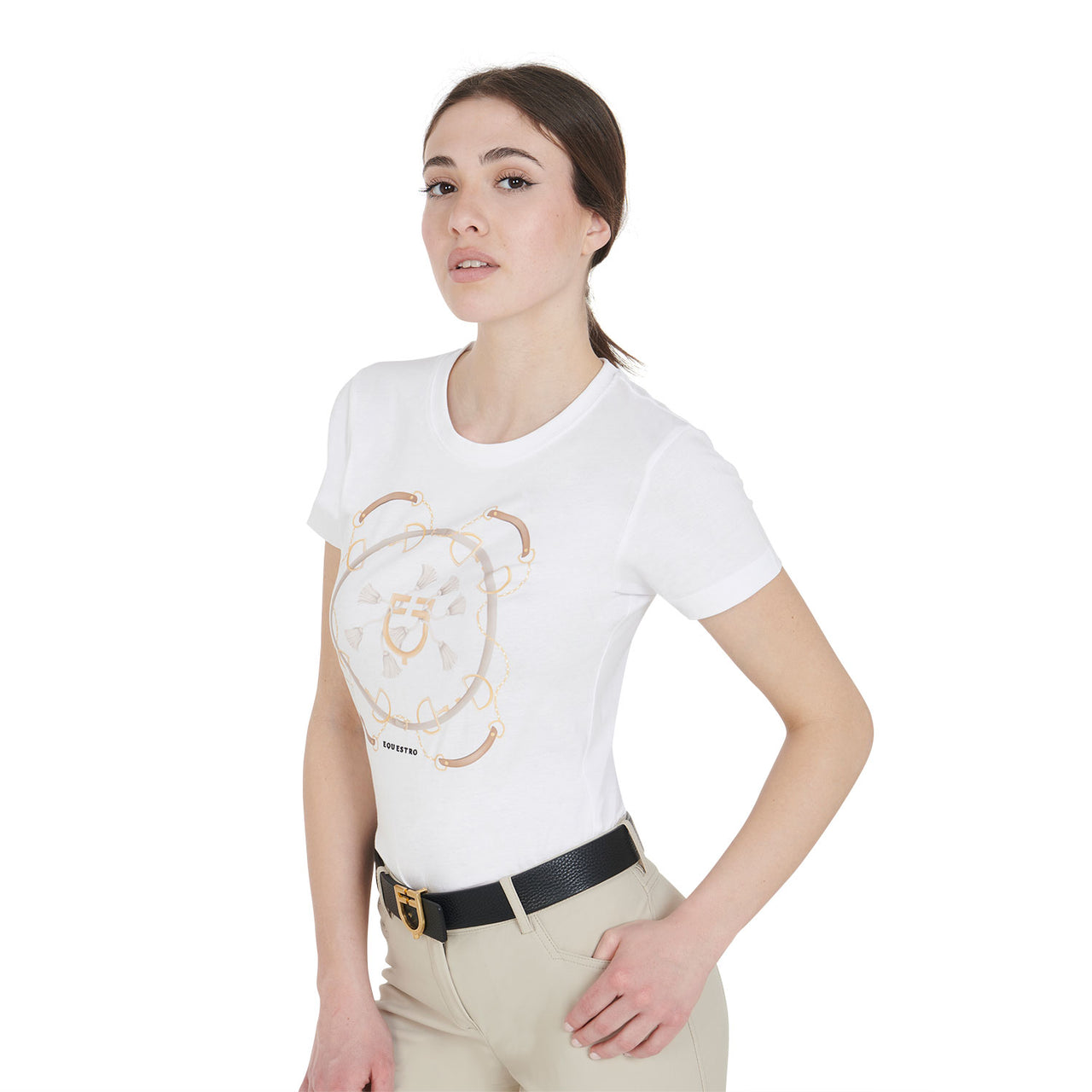 T-shirt donna slim fit disegno imboccature | Abbigliamento | T-Shirt | Equestro