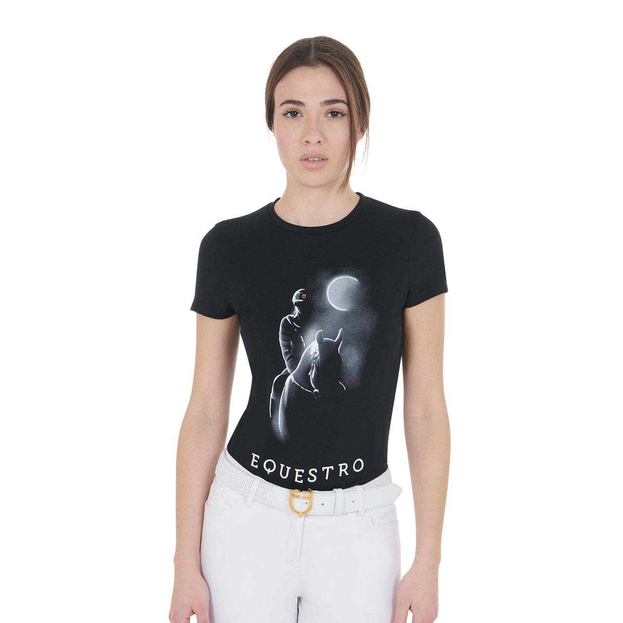 T-shirt donna slim fit con stampa raggio di luna | Abbigliamento | T-Shirt | Equestro