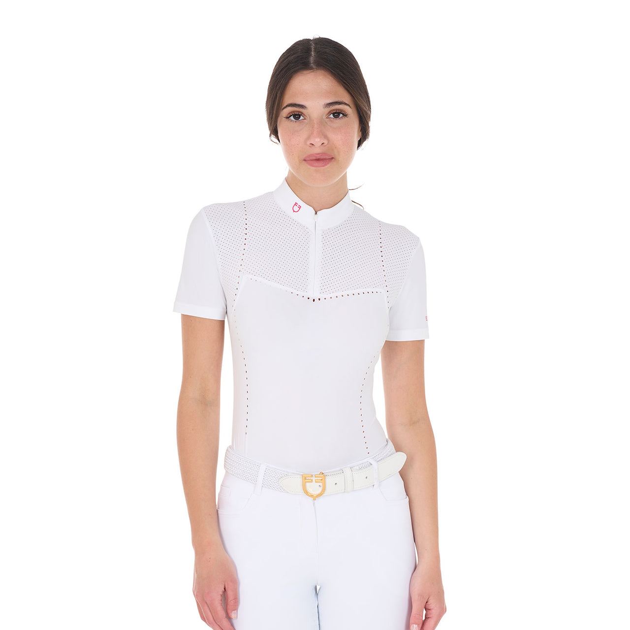 Polo concorso donna slim fit in tessuto traforato e zip
 | Abbigliamento | Polo da Competizione | Equestro