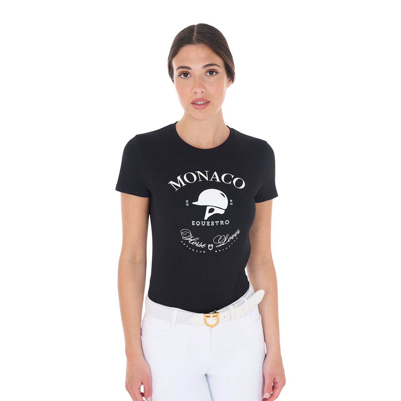 T-shirt donna Monaco in cotone con strass
 | Abbigliamento | T-Shirt | Equestro