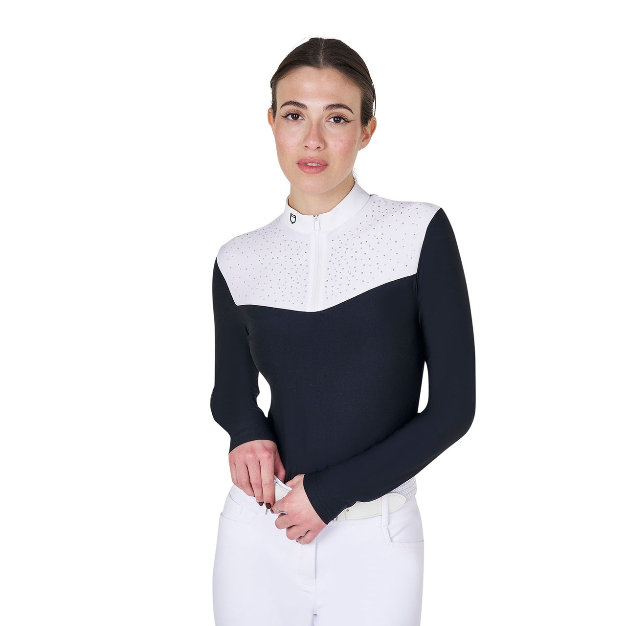 Polo donna da concorso a manica lunga con strass | Abbigliamento | Polo da Competizione | Equestro