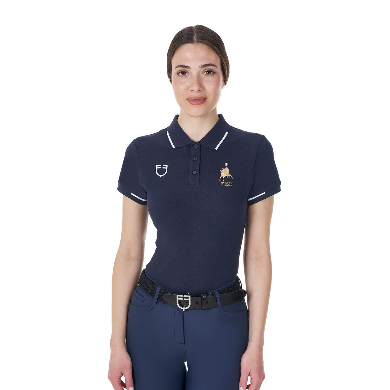 Polo donna da allenamento tre bottoni Equestro X FISE | Abbigliamento | Polo da Allenamento | Equestro