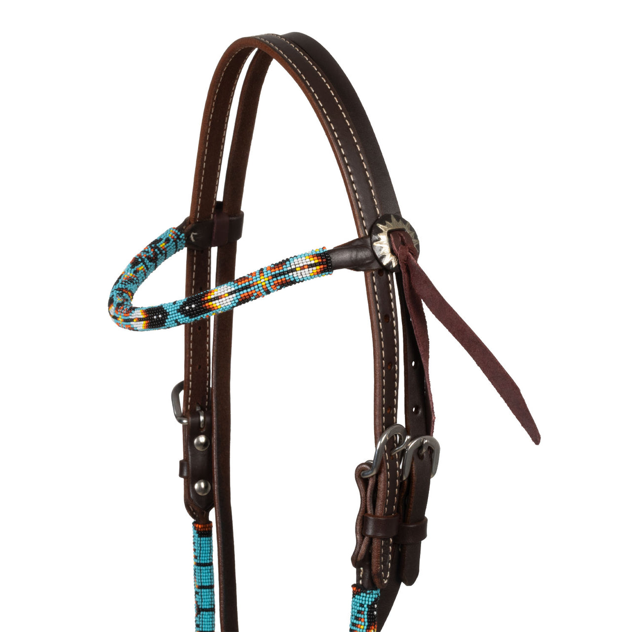 BRIGLIA WESTERN OLIATA CON PERLINE NAVAJO SKY | Briglie e Accessori | Corone | Pool's