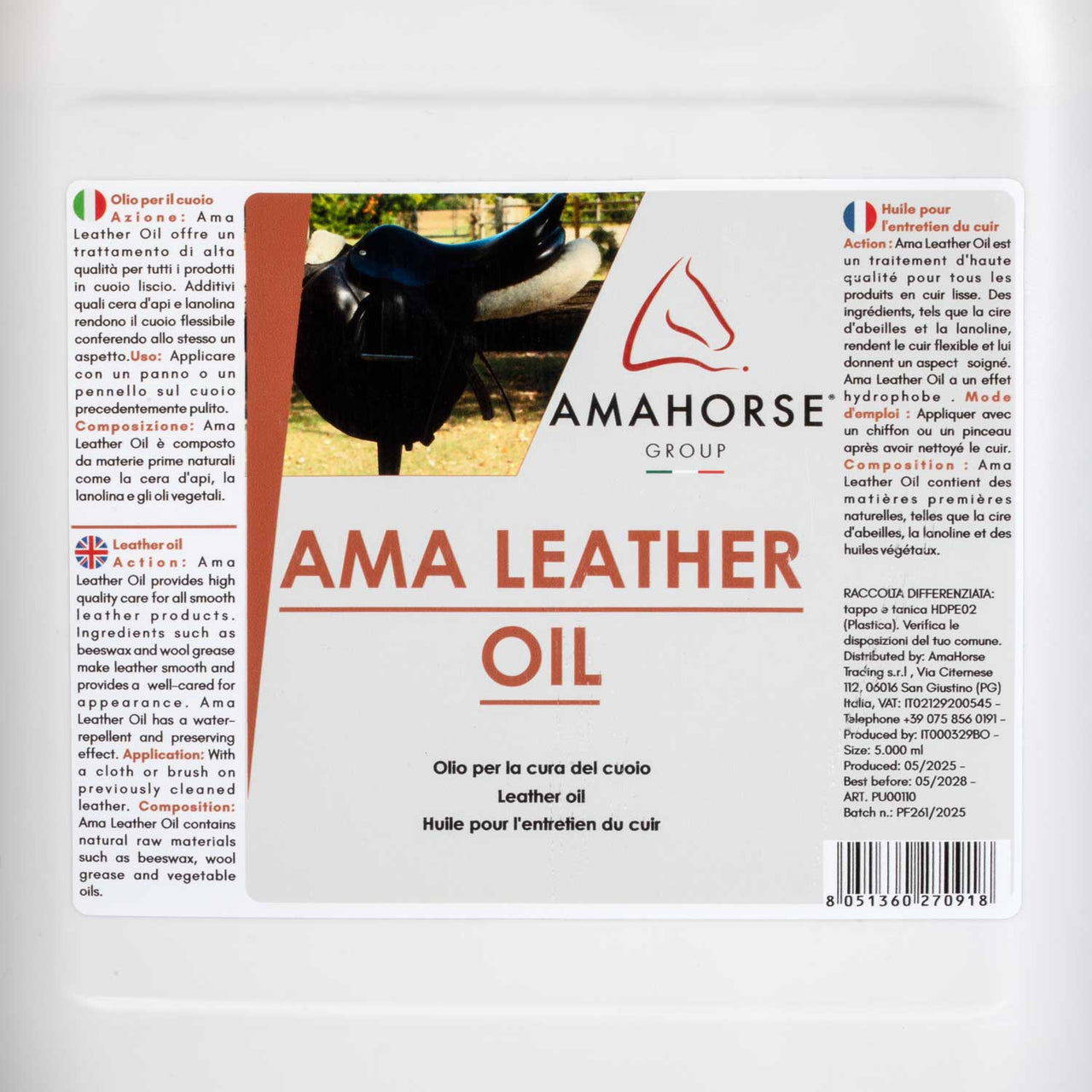 AMA LEATHER OIL OLIO PER CUOIO (5 LT) | Prodotti manutenzione | Cura del Cuoio | AmaHorse