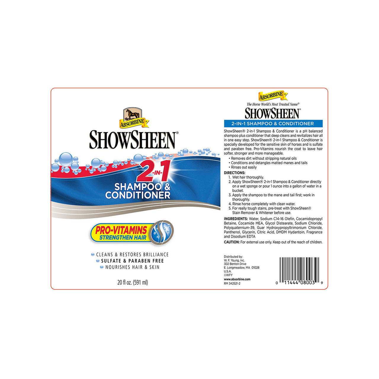 SHOWSHEEN SHAMPOO & CONDITIONER (591 ML) | Cura del Cavallo | Shampoo per Cavalli | Absorbine