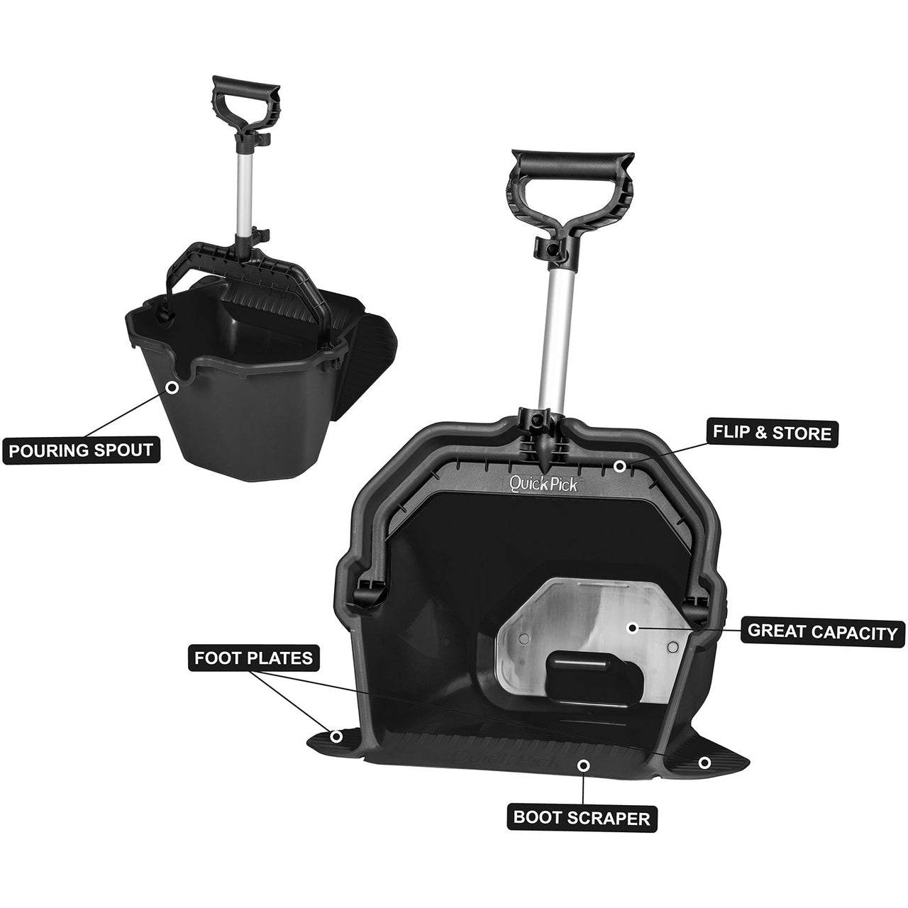 Pattumiera Quick Pick multiuso con rastrello
 | Attrezzi Scuderia | Forche & Impugnature | V-Plast