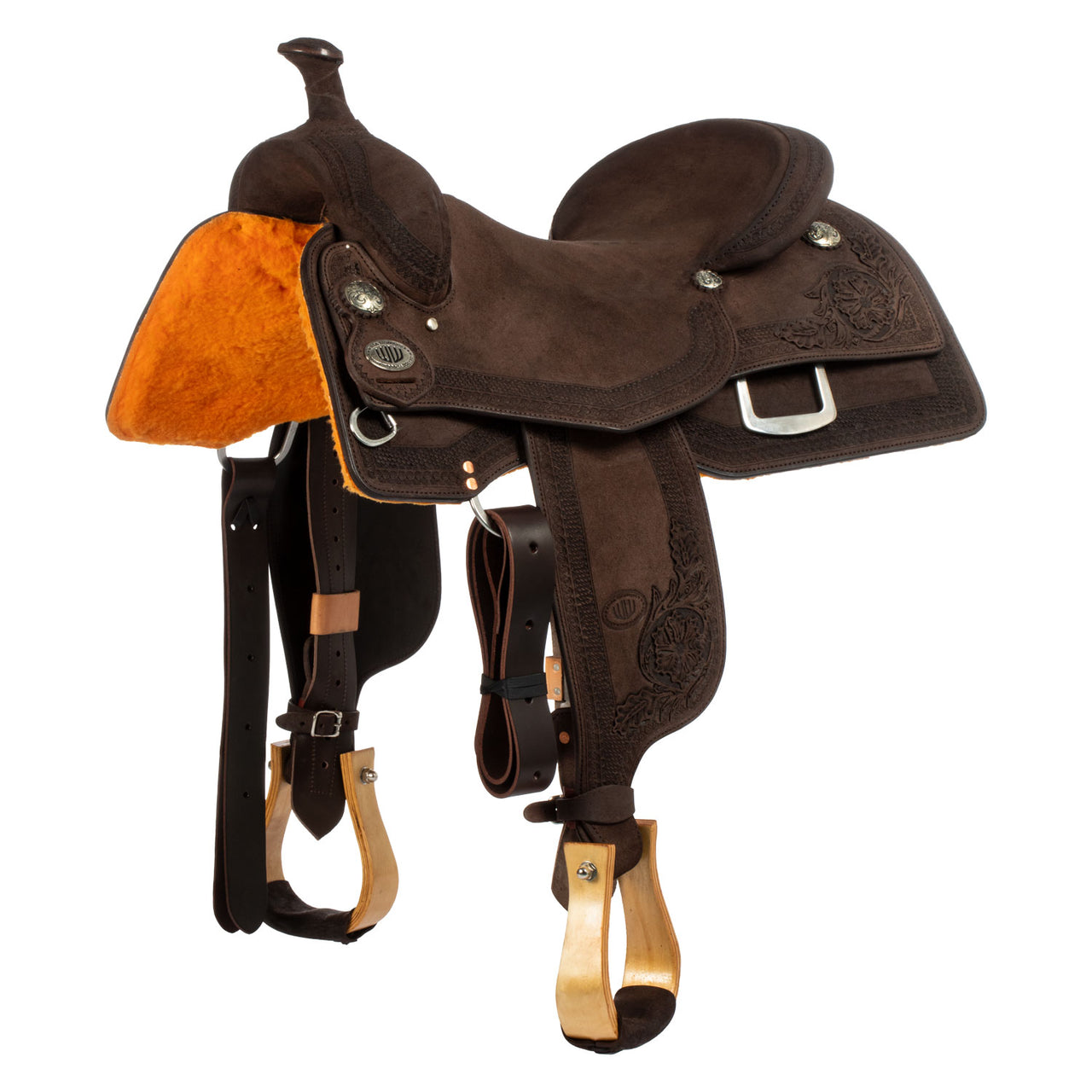 Selle Westwood classic working cow hard seat reverse brown #FL6 border #84 | Selle e Accessori | Selle da Lavoro con Mucche | Westwood