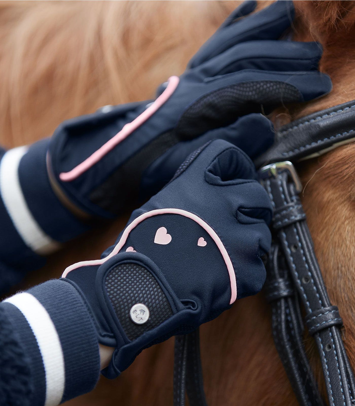 WALDHAUSEN - Guanto da equitazione Metropolitan Heart, bambini, blu notte-Lucky, 5-7 anni