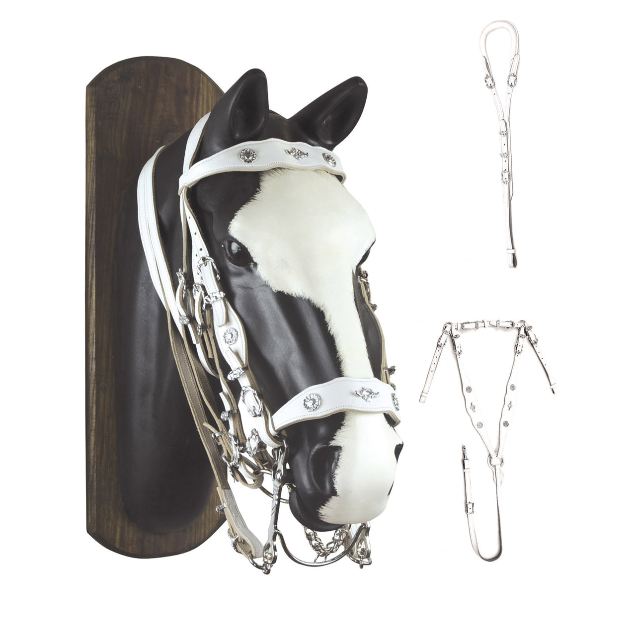 BRIGLIA PORTOGHESE BIANCA C/PETTORALE E SOTTOCODA | Doma Portoghese | Briglie | JM