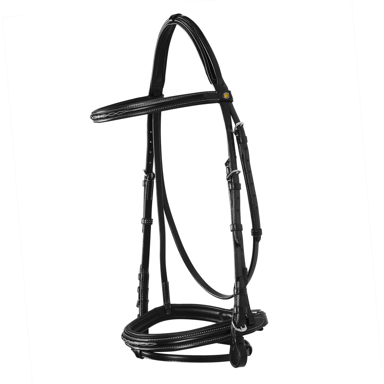 Testiera inglese in cuoio con ricami NEW | Briglie e Accessori | Corone | Equestro