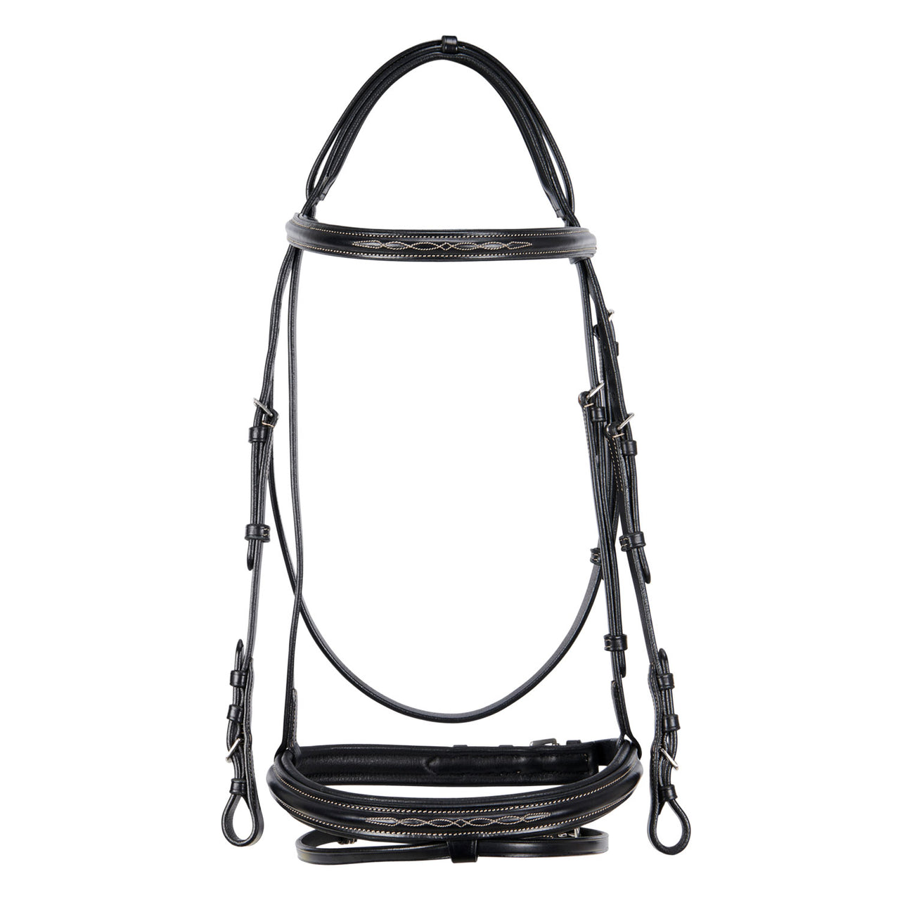 Testiera inglese in cuoio con ricami NEW | Briglie e Accessori | Corone | Equestro
