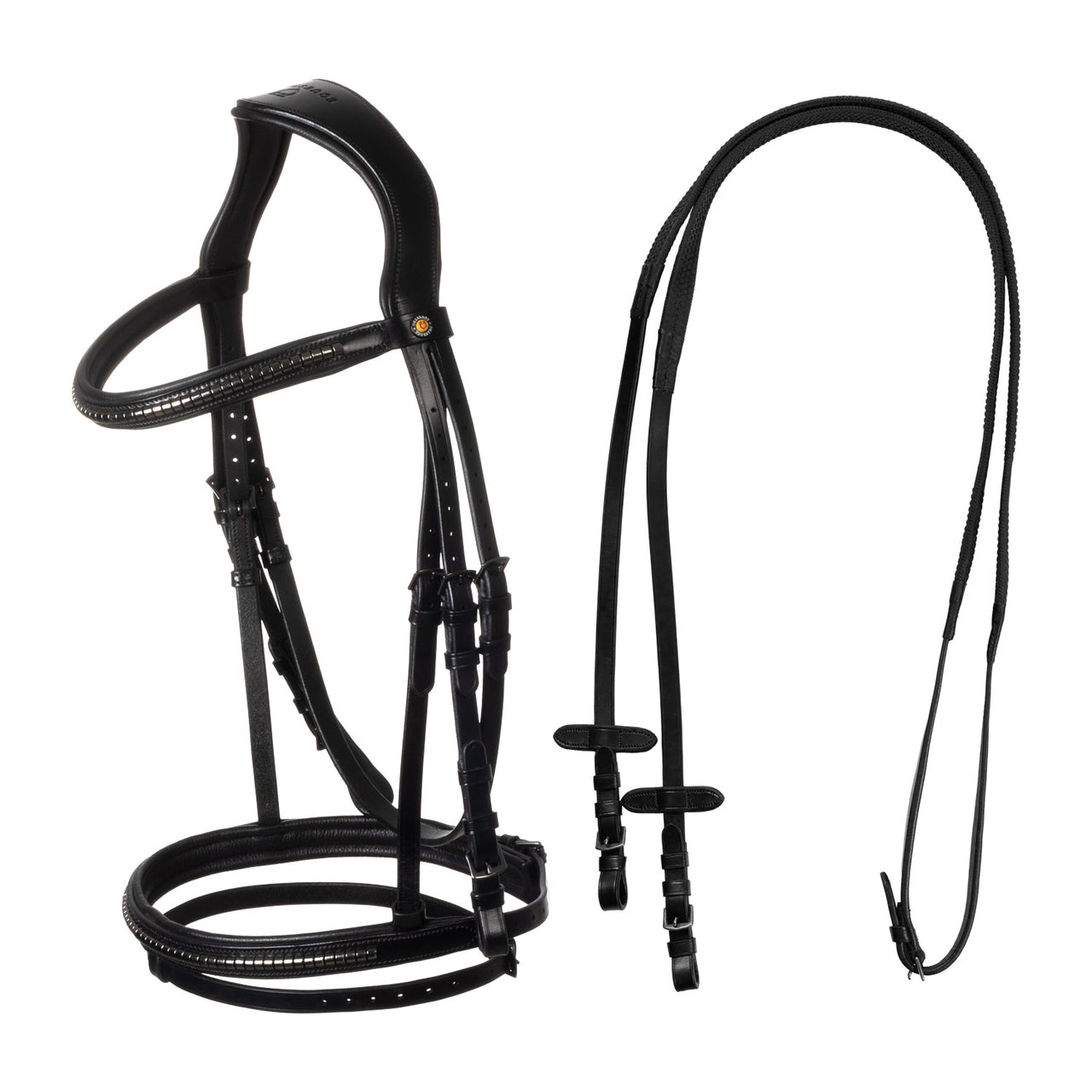 Testiera in pelle con clincher nero | Briglie e Accessori | Corone | Equestro