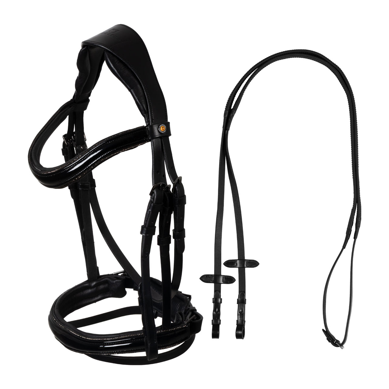Testiera inglese in cuoio lucido con brillantini | Briglie e Accessori | Corone | Equestro