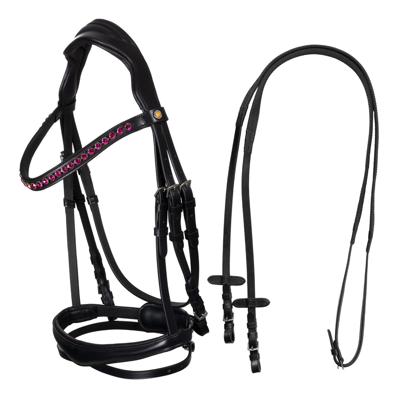 Testiera anatomica con strass fucsia | Briglie e Accessori | Corone | Equestro
