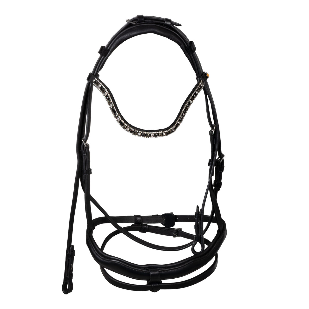 Testiera inglese in cuoio con strass su frontalino | Briglie e Accessori | Corone | Equestro