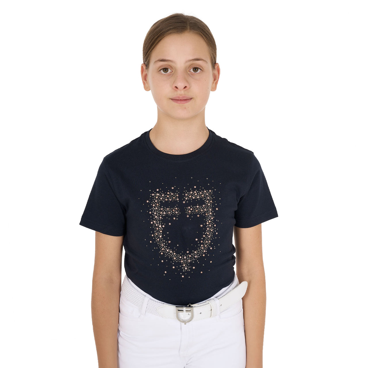 T-shirt bambina slim fit logo glitter rosa | Abbigliamento | T-Shirt | Equestro