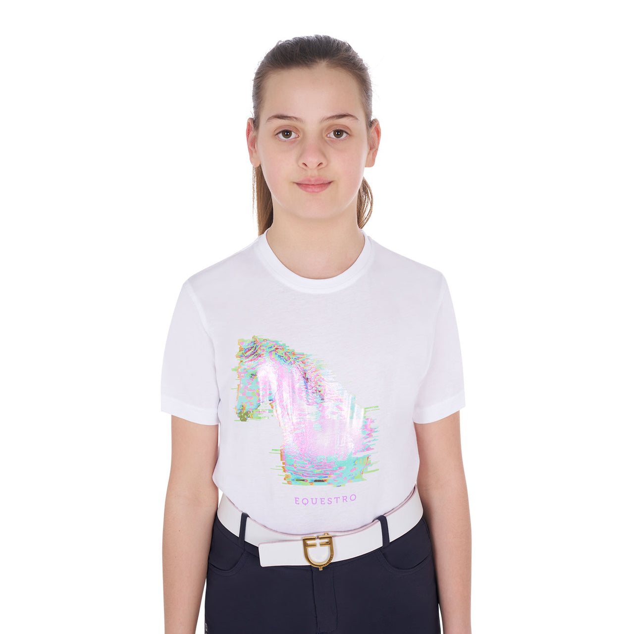T-shirt bambina slim fit stampa cavallo interferenza | Abbigliamento | T-Shirt | Equestro