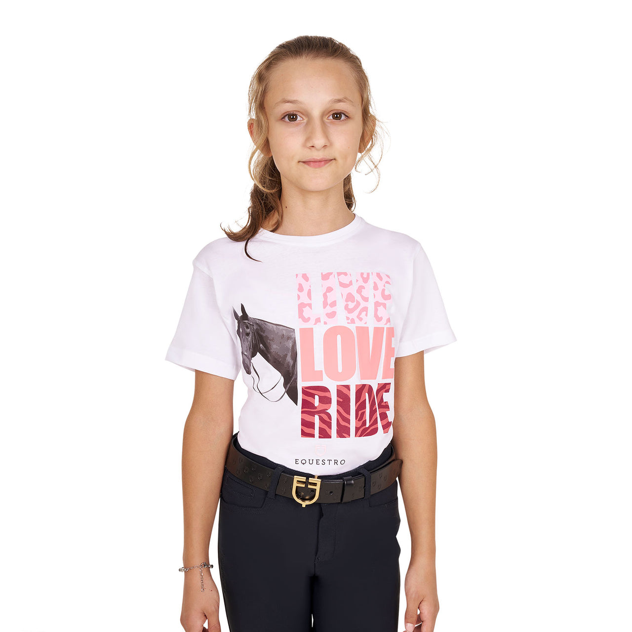 T-shirt da bambina in cotone Live Love Ride | Abbigliamento | T-Shirt | Equestro