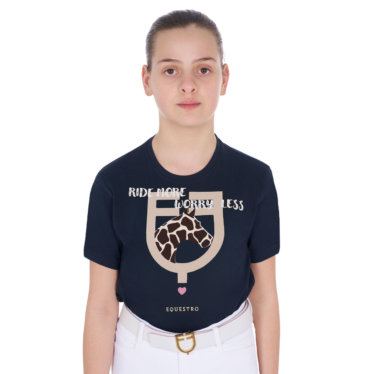T-shirt da bambina in cotone Ride More Worry Less | Abbigliamento | T-Shirt | Equestro