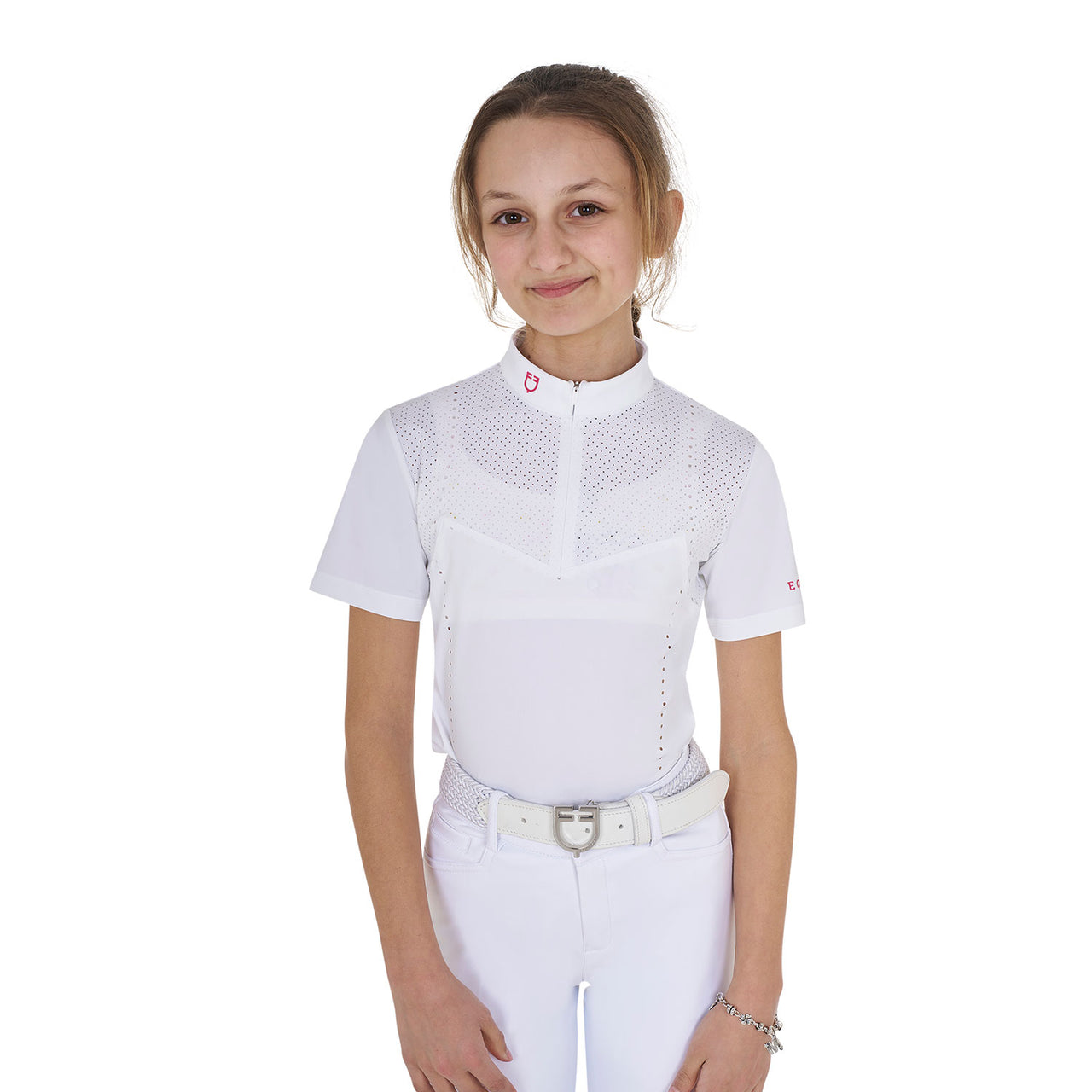 Polo concorso bambina slim fit in tessuto traforato | Abbigliamento | Polo da Competizione | Equestro