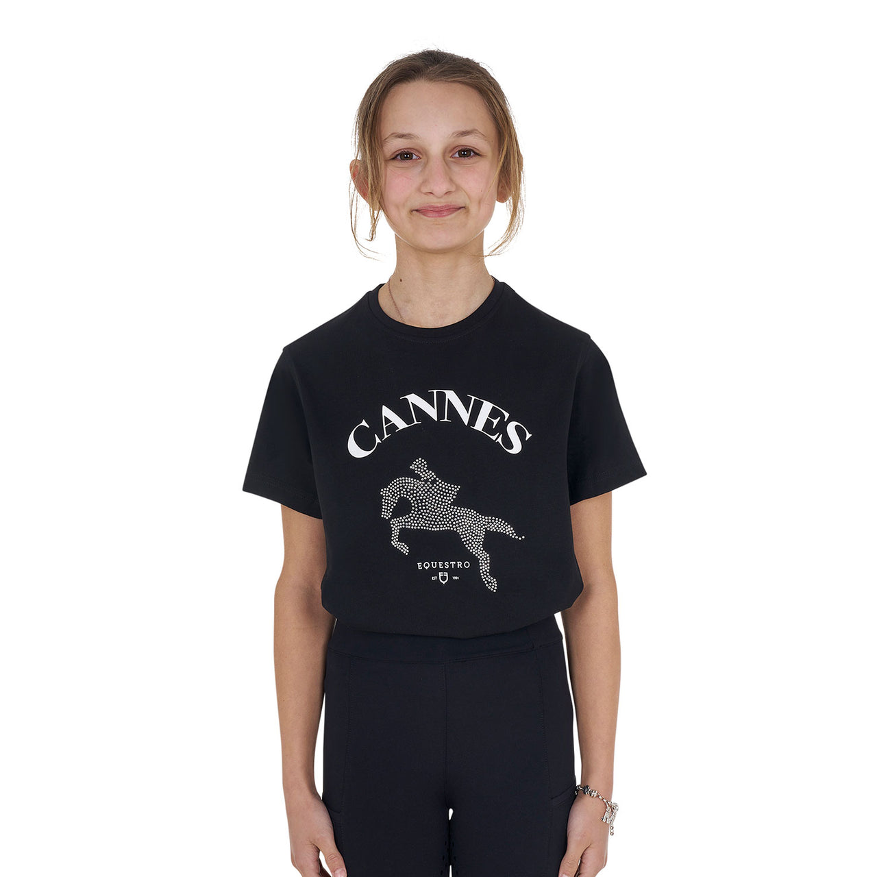 T-shirt bambina Cannes in cotone con strass | Abbigliamento | T-Shirt | Equestro