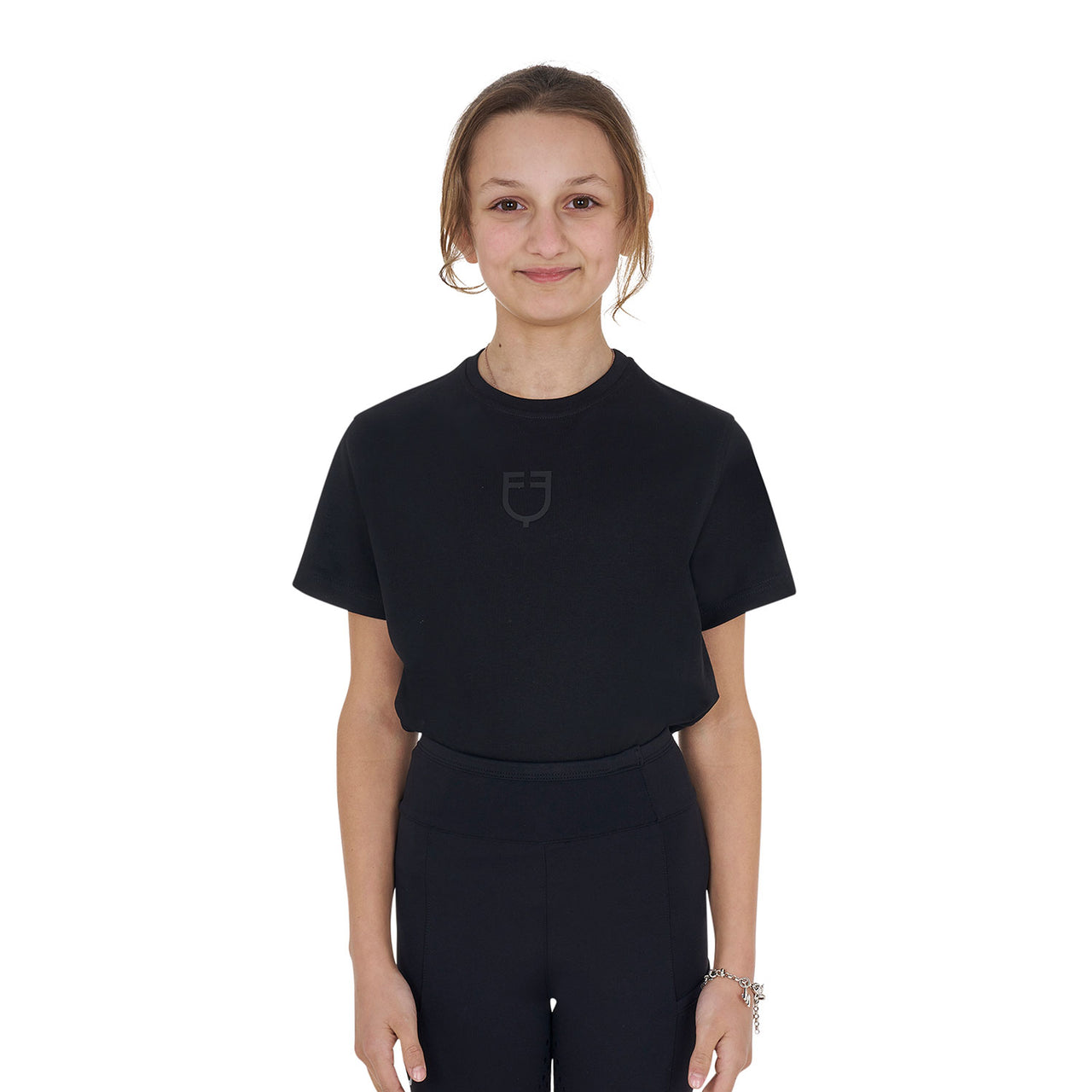 T-shirt basic bambina in cotone con logo tono su tono | Abbigliamento | T-Shirt | Equestro