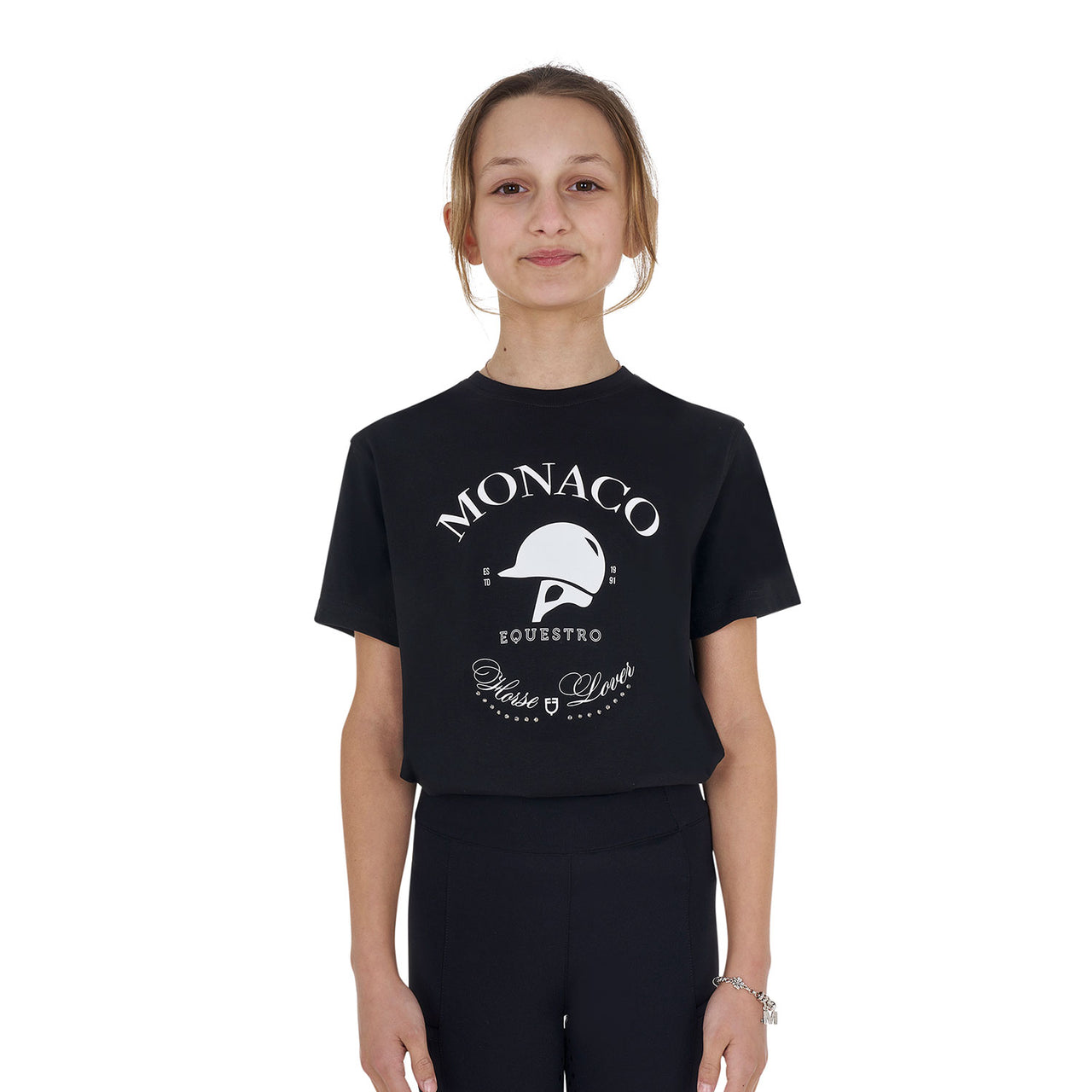 T-shirt bambina Monaco in cotone con strass | Abbigliamento | T-Shirt | Equestro