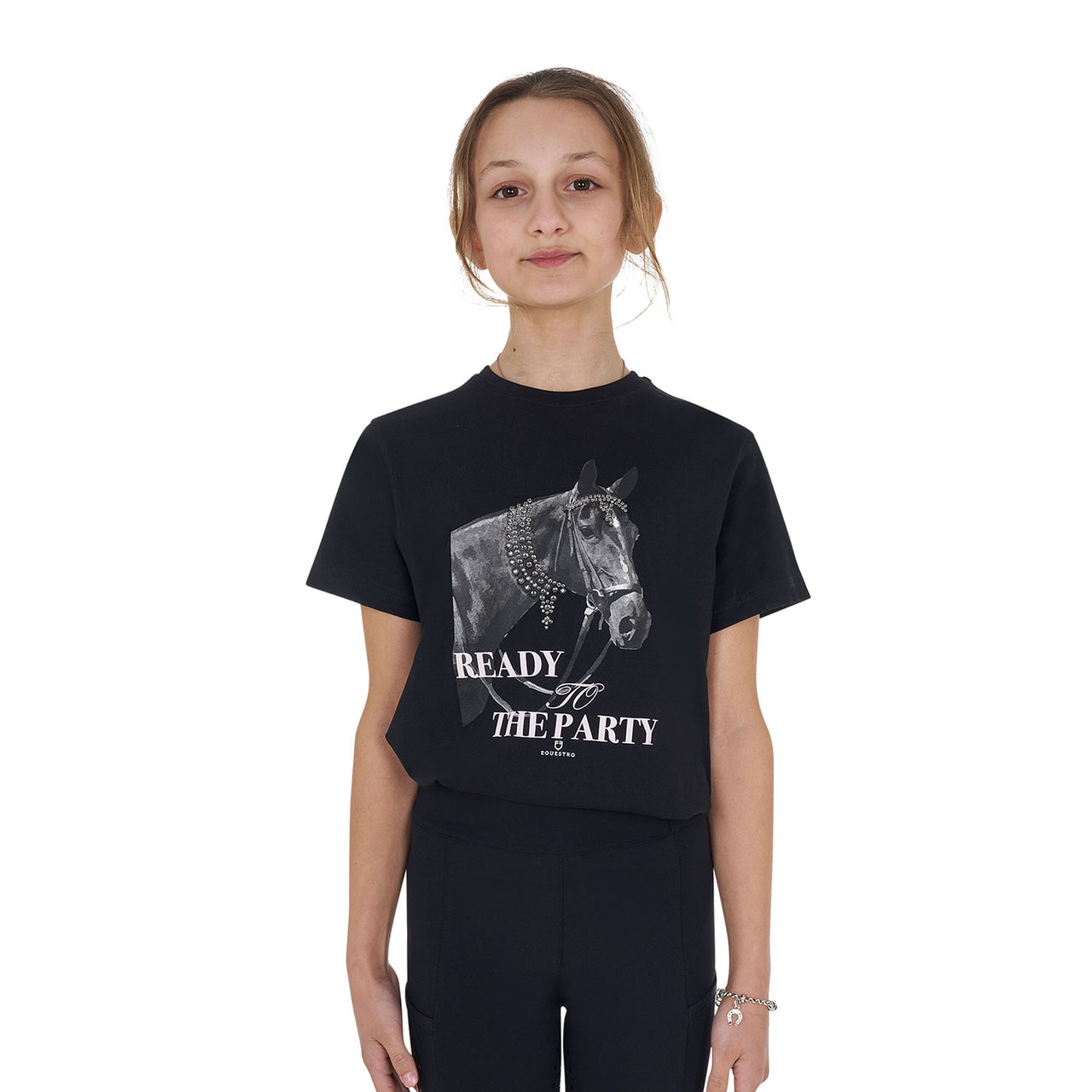 T-shirt bambina Ready To The Party in cotone con strass | Abbigliamento | T-Shirt | Equestro