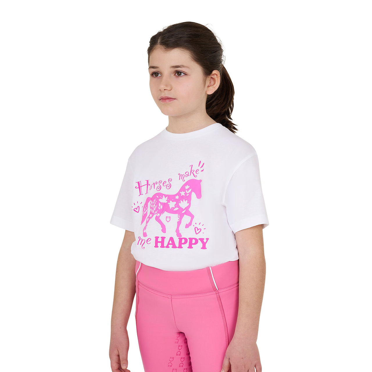 T-shirt bambina Horses Make Me Happy in cotone | Abbigliamento | T-Shirt | Equestro