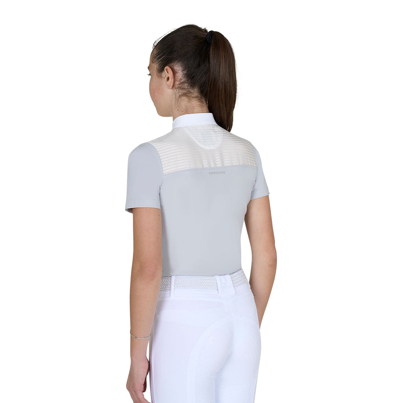 Polo concorso bambina slim fit con inserti in tessuto simil seta | Abbigliamento | Polo da Competizione | Equestro