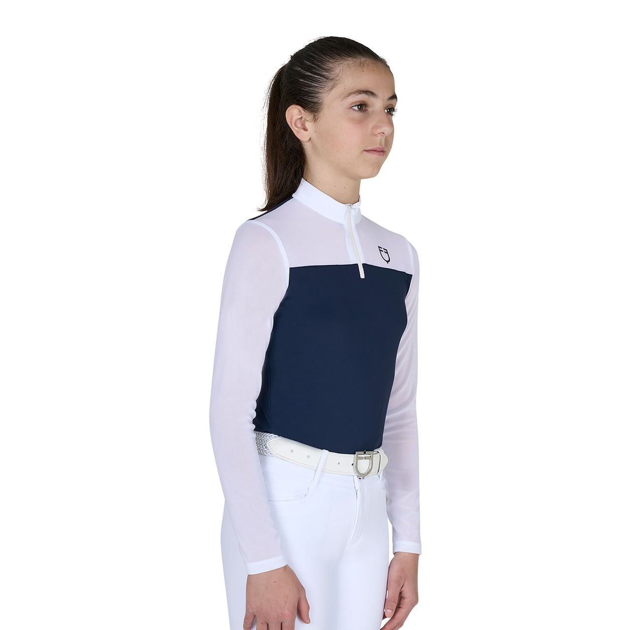 Polo concorso bambina manica lunga con inserti in micro mesh | Abbigliamento | Polo da Competizione | Equestro