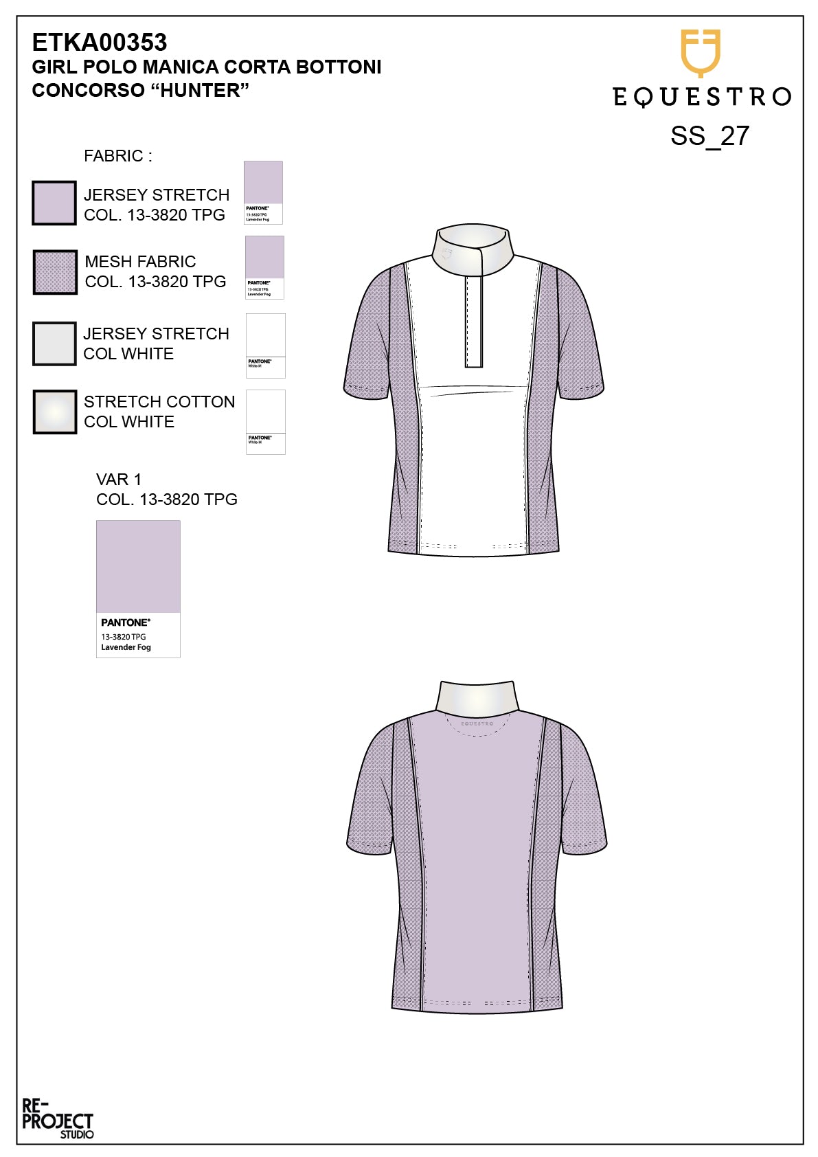 Polo da concorso bambina a manica corta con inserti mesh | Abbigliamento | Polo da Competizione | Equestro