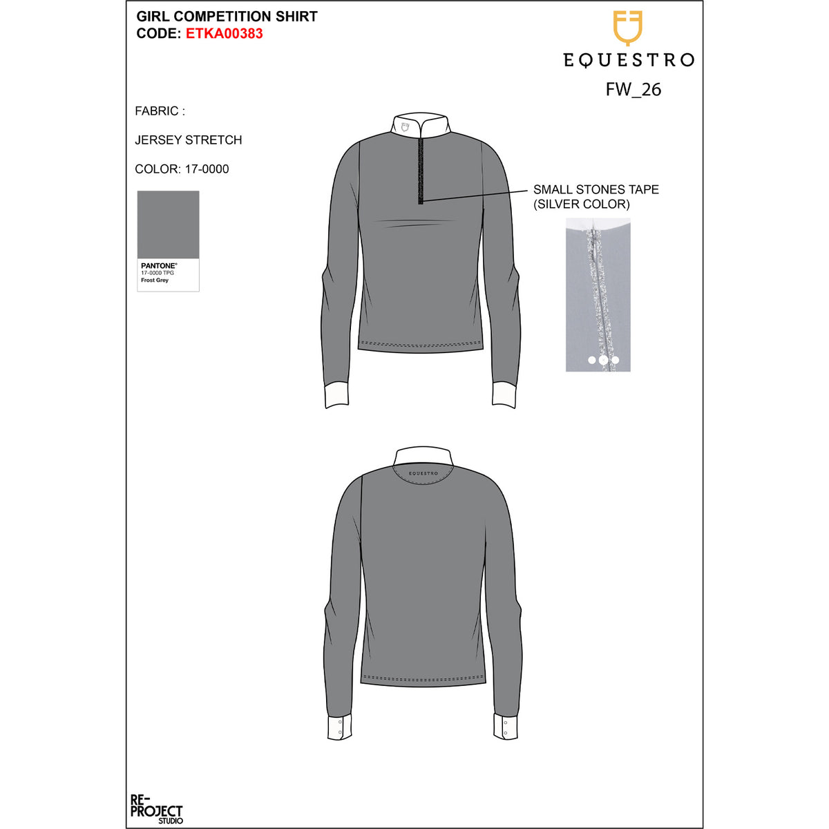 Polo da concorso bambina a manica lunga con strass | Abbigliamento | Polo da Competizione | Equestro