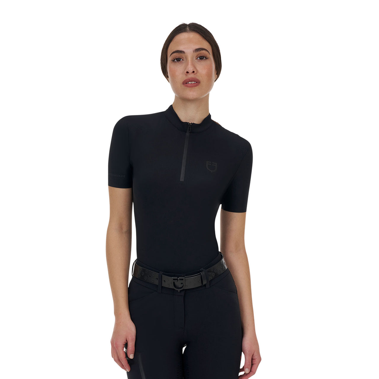 Polo training donna Equestro Ridertechnology manica corta e zip | Abbigliamento | Polo da Allenamento | Equestro