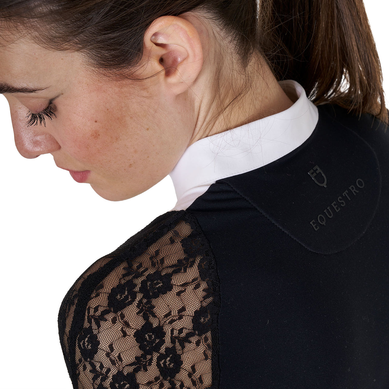 Polo donna da concorso con maniche lunghe in pizzo | Abbigliamento | Polo da Competizione | Equestro