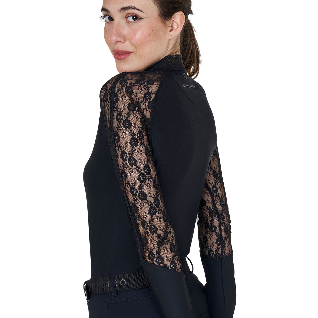 Polo donna da allenamento con maniche lunghe in pizzo | Abbigliamento | Polo da Allenamento | Equestro