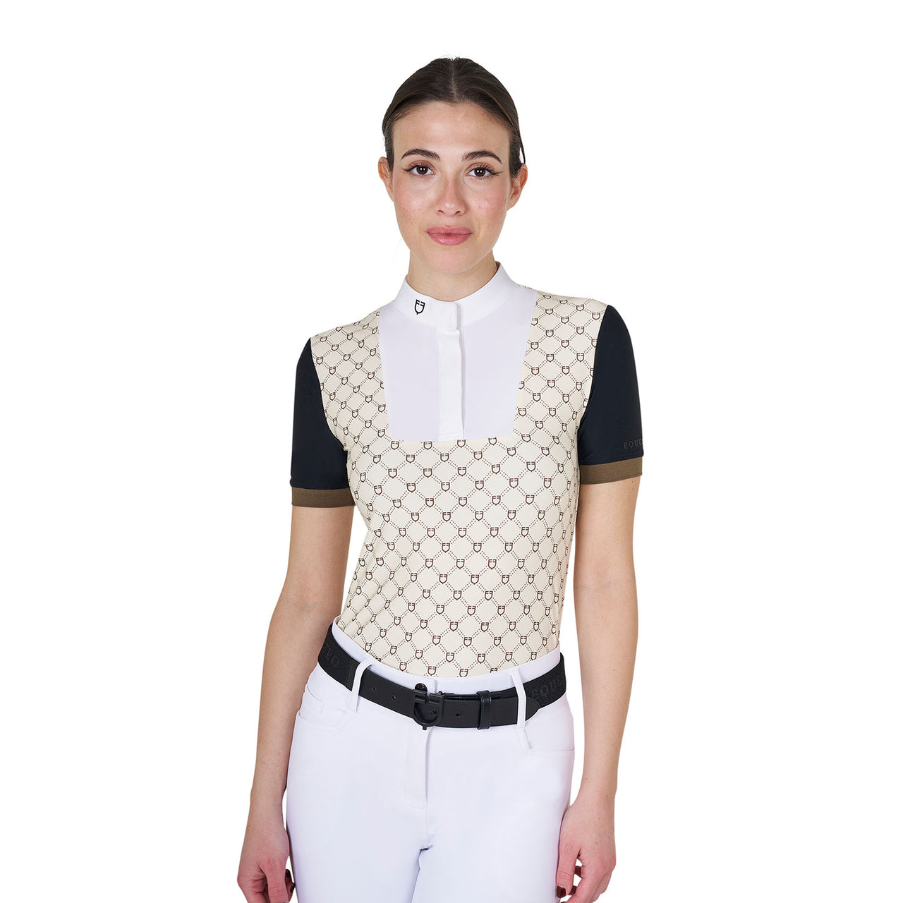 Polo donna da concorso a manica corta con stampa monogram | Abbigliamento | Polo da Competizione | Equestro