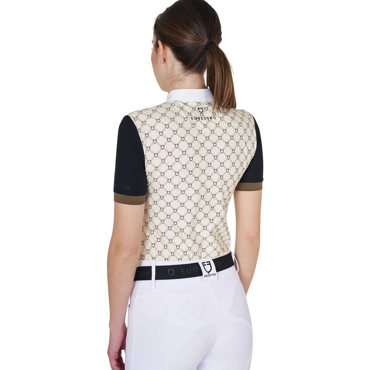 Polo donna da concorso a manica corta con stampa monogram | Abbigliamento | Polo da Competizione | Equestro