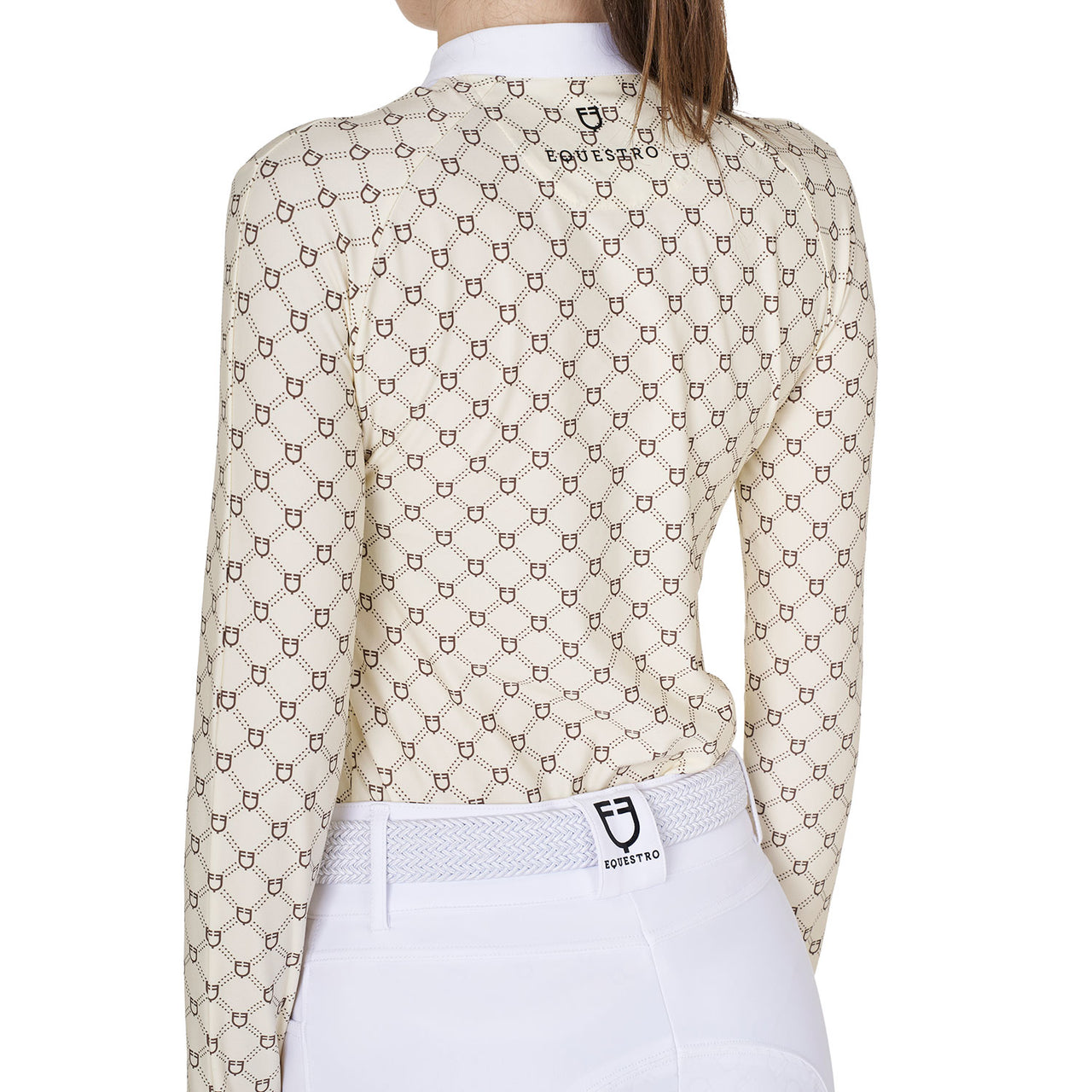 Polo donna da concorso a manica lunga con stampa monogram | Abbigliamento | Polo da Competizione | Equestro