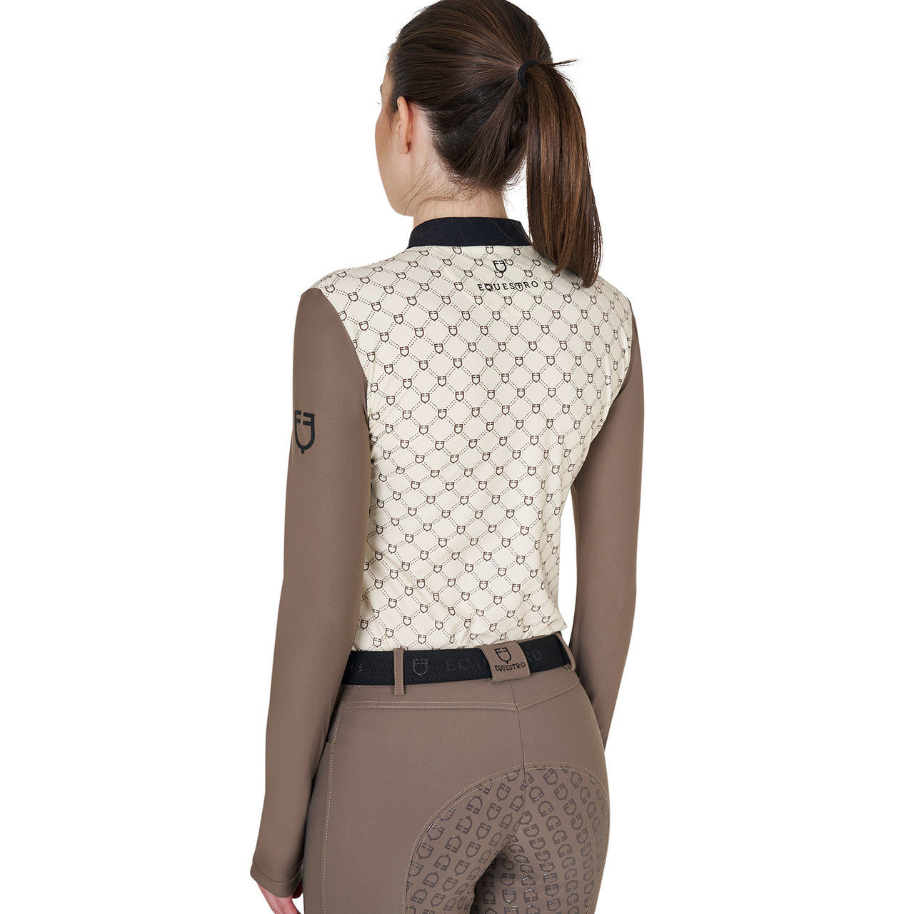 Polo donna da allenamento a manica lunga con stampa monogram | Abbigliamento | Polo da Allenamento | Equestro