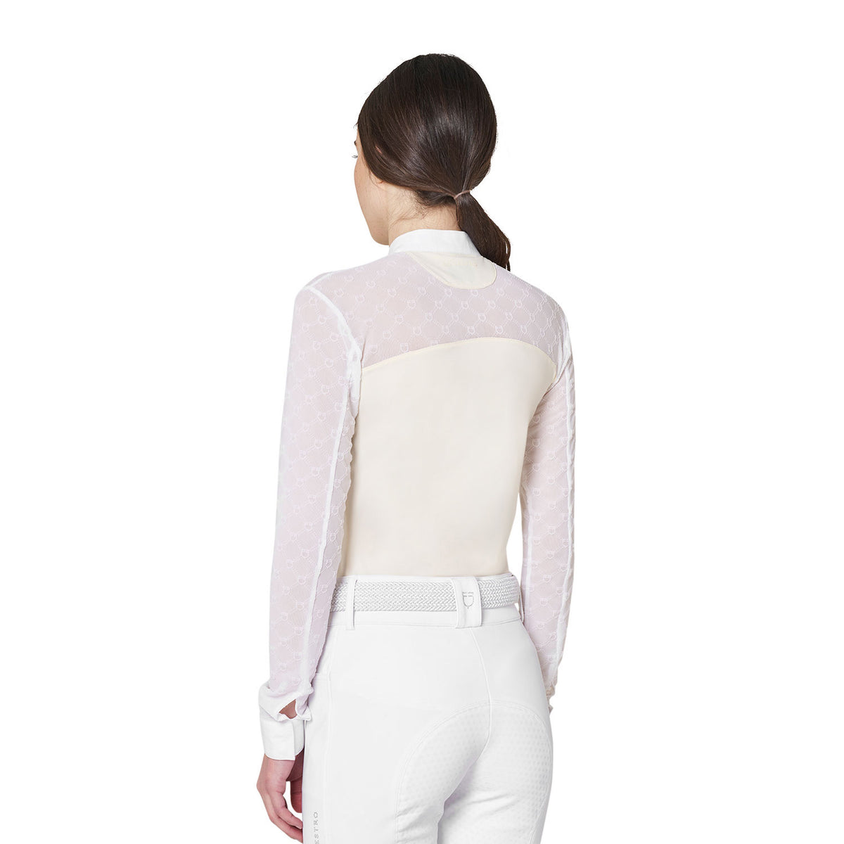 Polo concorso donna maniche lunghe con tulle | Abbigliamento | Polo da Competizione | Equestro