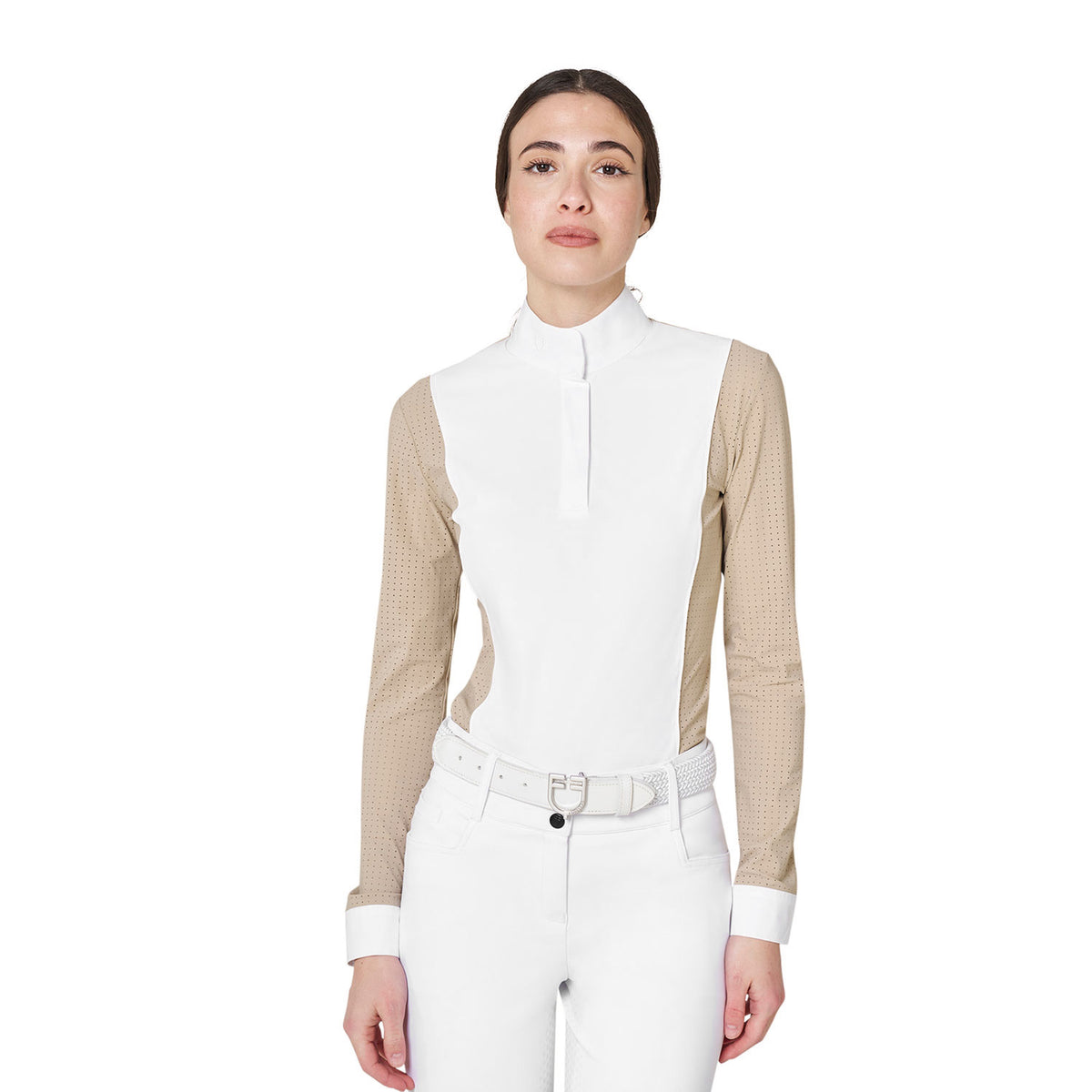 Polo concorso donna maniche lunghe traforata | Abbigliamento | Polo da Competizione | Equestro