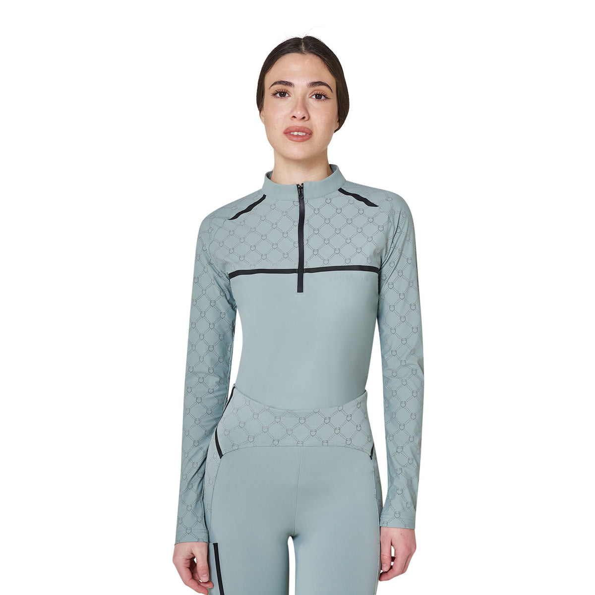Polo allenamento donna maniche lunghe stampa monogram | Abbigliamento | Polo da Allenamento | Equestro