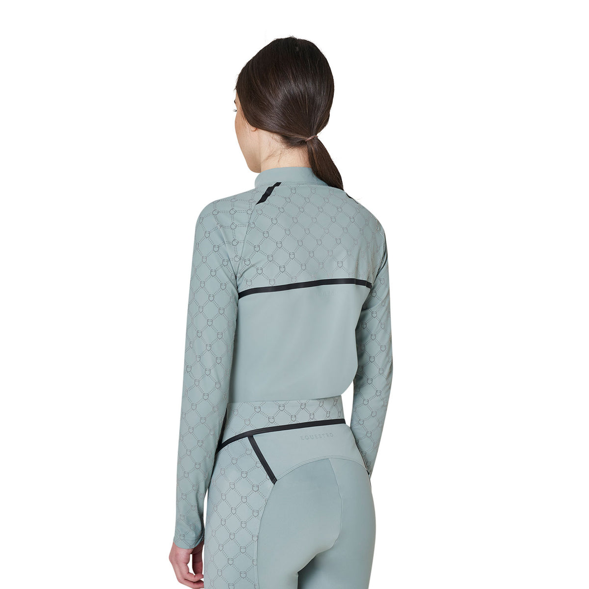 Polo allenamento donna maniche lunghe stampa monogram | Abbigliamento | Polo da Allenamento | Equestro